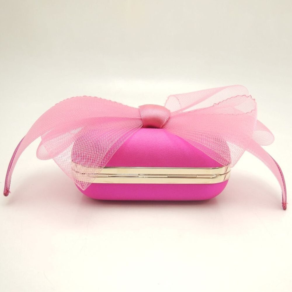 JIMMY CHOO Microcloud Clutch Bag, Chain Clutch, Satin, Pink, Women's, 253758 - Picture 8 of 16
